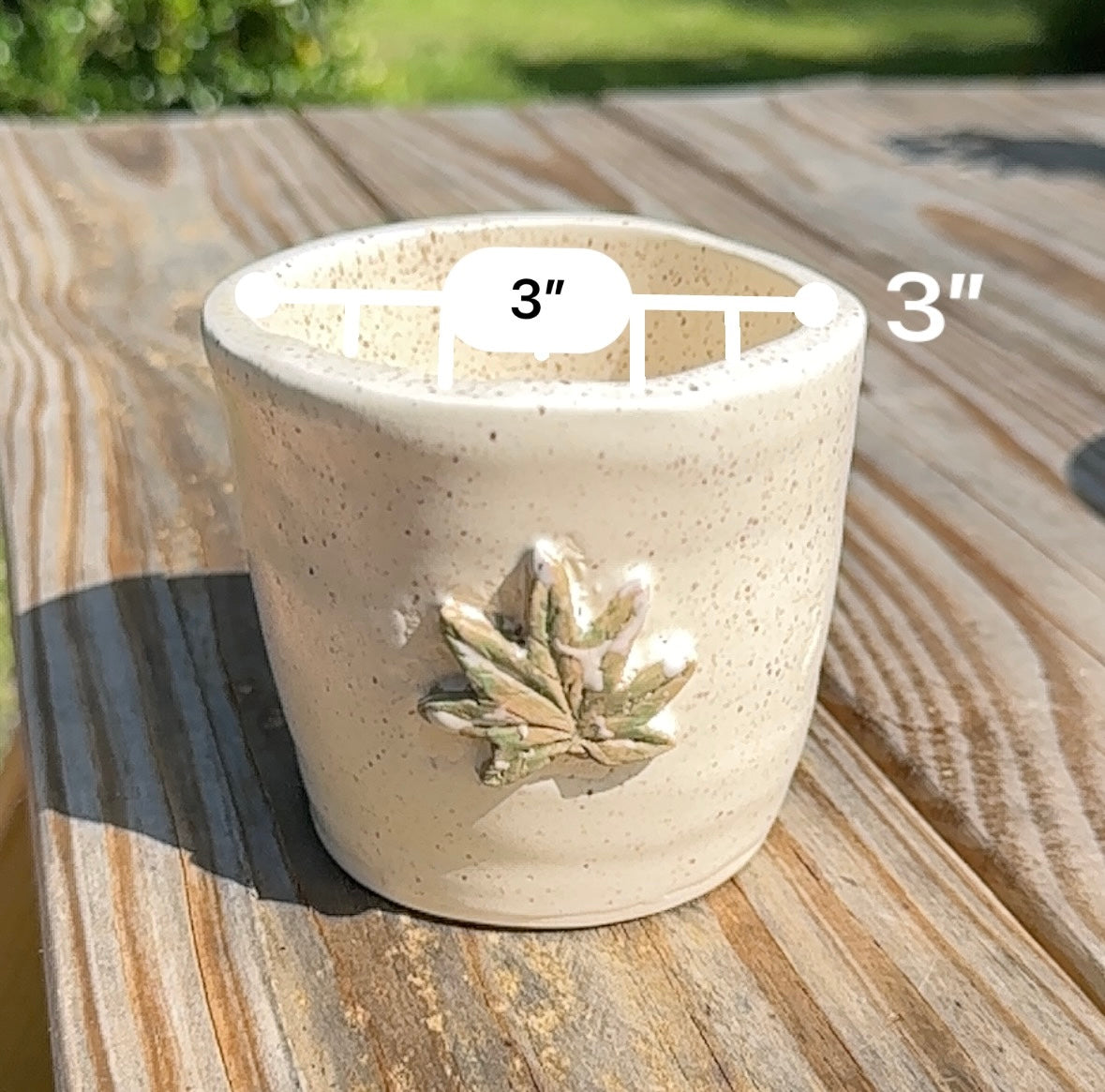 Cannabis Leaf Handmade 3” Ceramic Planter