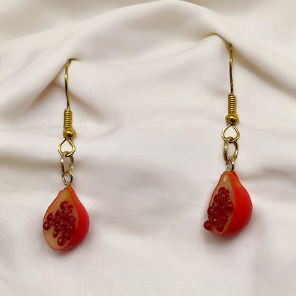 Pomegrante Earrings - Polymer Clay & Resin