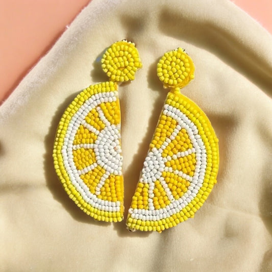Lemon Beaded Earrings