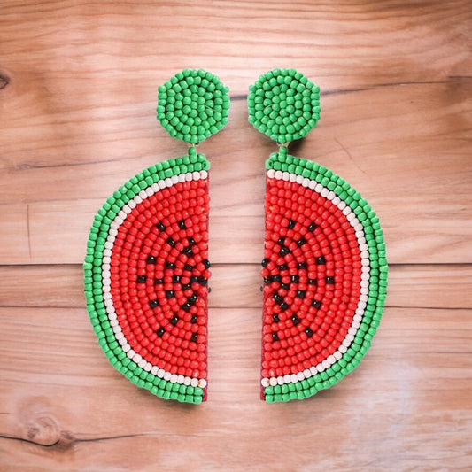 Watermelon Beaded Earrings