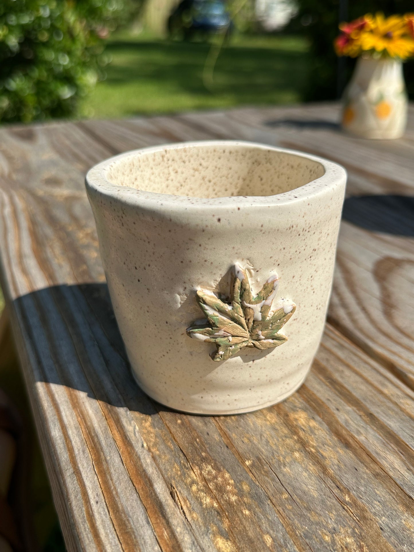 Cannabis Leaf Handmade 3” Ceramic Planter