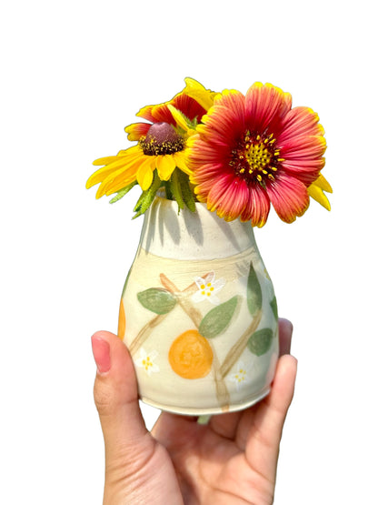 Orange Handmade 4” Tall Ceramic Vase