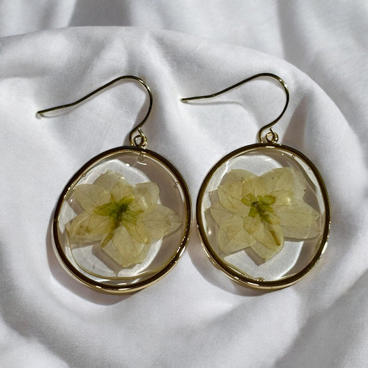 Oak Leaf Hydrangea Oval Earrings Gold plated brass