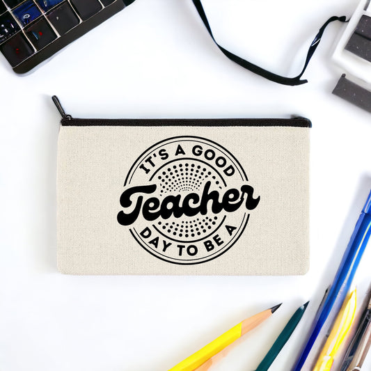 Good teacher canvas bag, pencil pouch, make up bag, Zipper bag